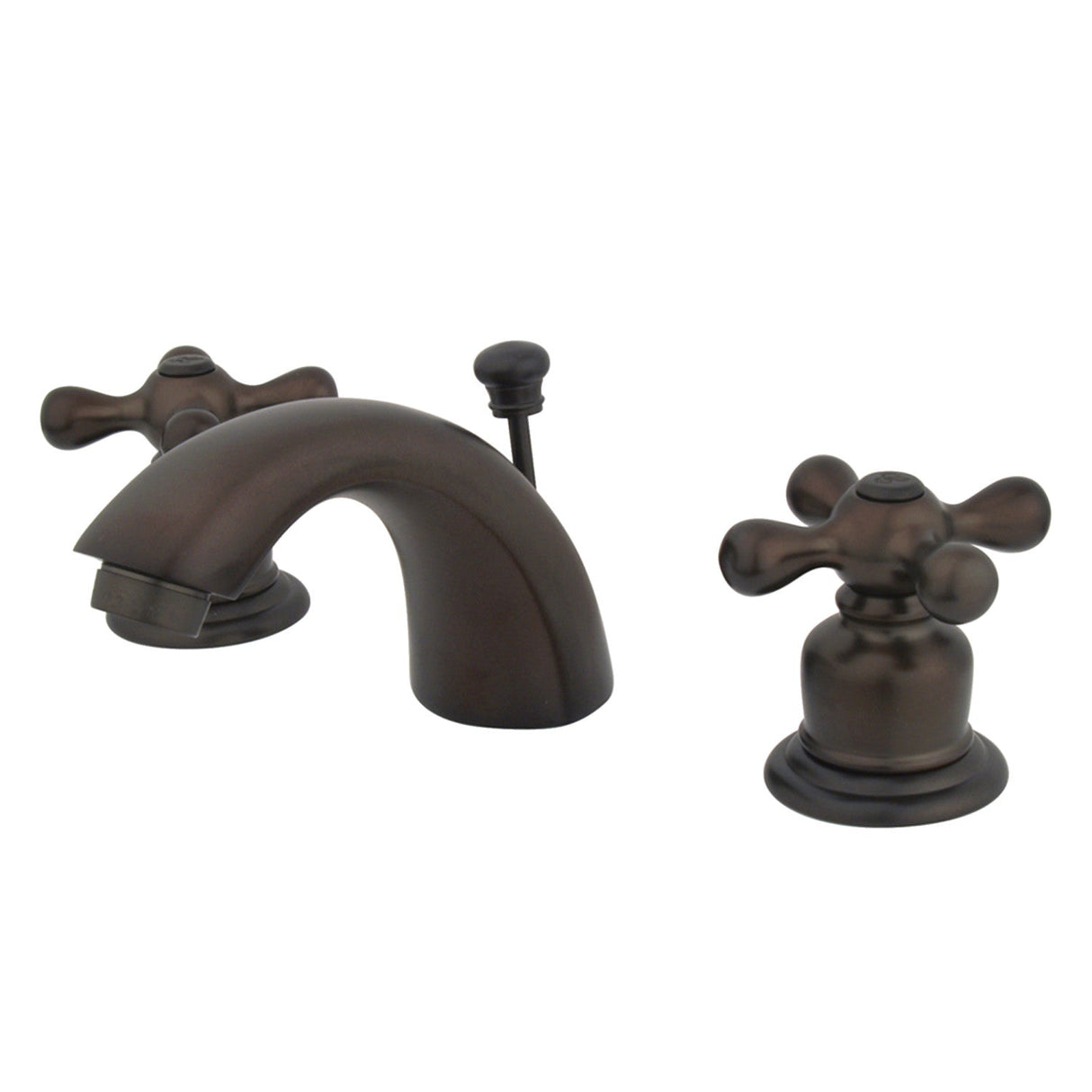 Victorian KB955AX Two-Handle 3-Hole Deck Mount Mini-Widespread Bathroom Faucet with Plastic Pop-Up, Oil Rubbed Bronze