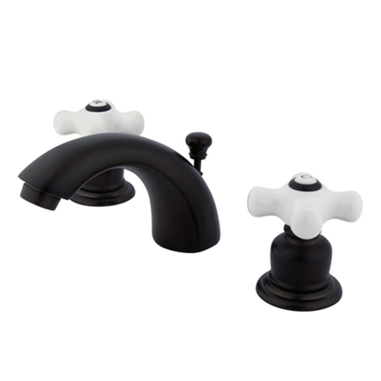 Victorian KB955PX Two-Handle 3-Hole Deck Mount Mini-Widespread Bathroom Faucet with Plastic Pop-Up, Oil Rubbed Bronze
