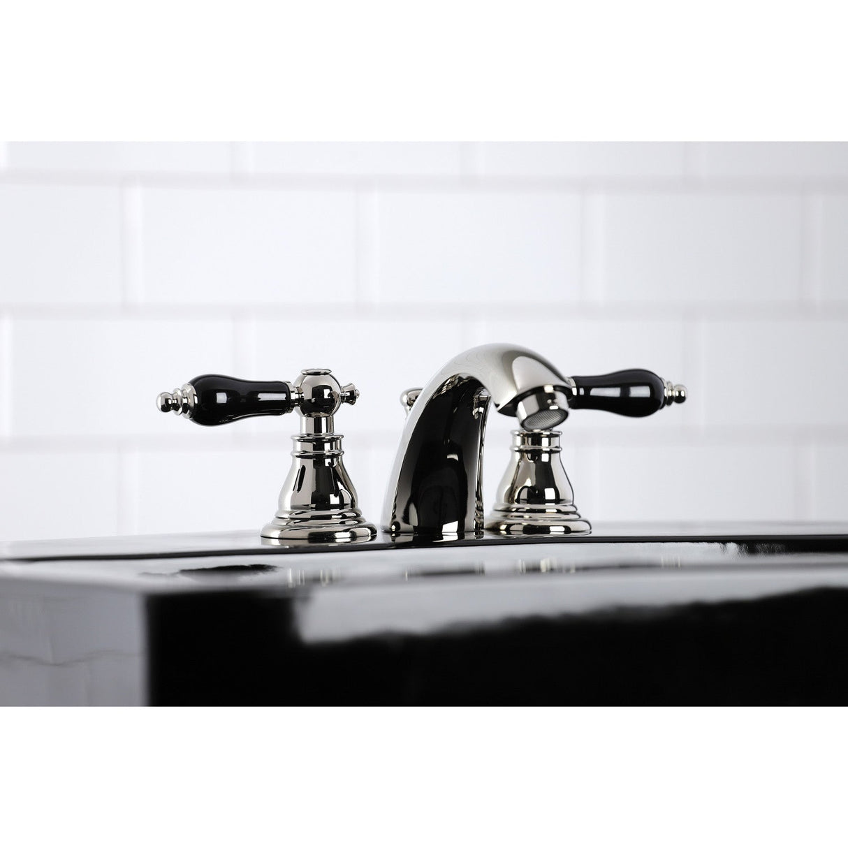 Duchess KB956AKLPN Two-Handle 3-Hole Deck Mount Mini-Widespread Bathroom Faucet with Plastic Pop-Up, Polished Nickel