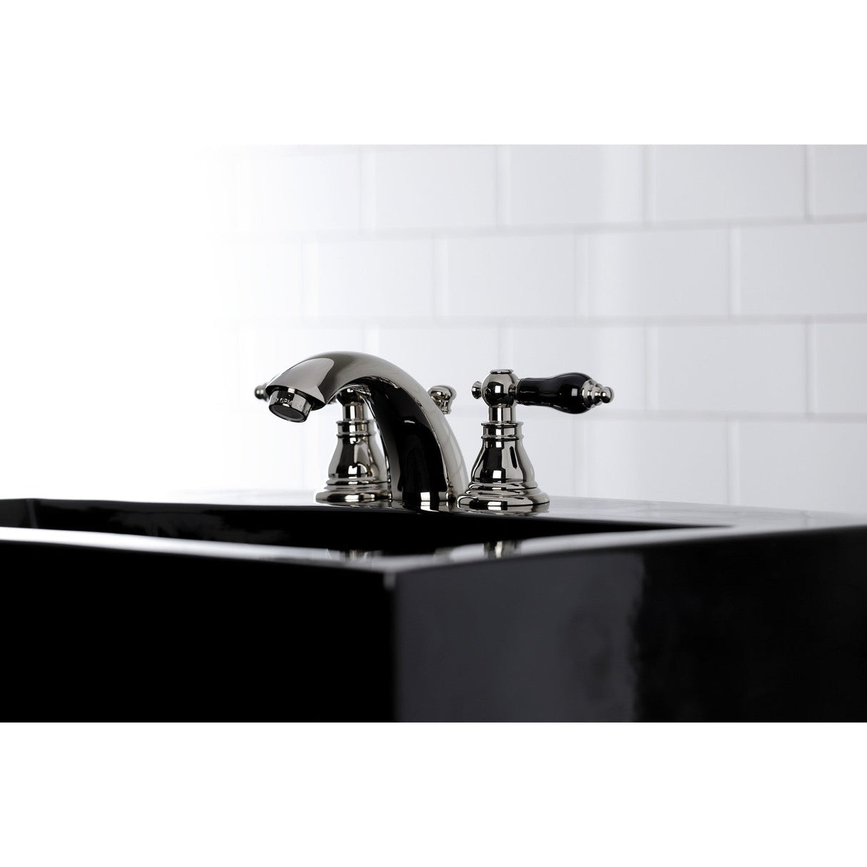 Duchess KB956AKLPN Two-Handle 3-Hole Deck Mount Mini-Widespread Bathroom Faucet with Plastic Pop-Up, Polished Nickel