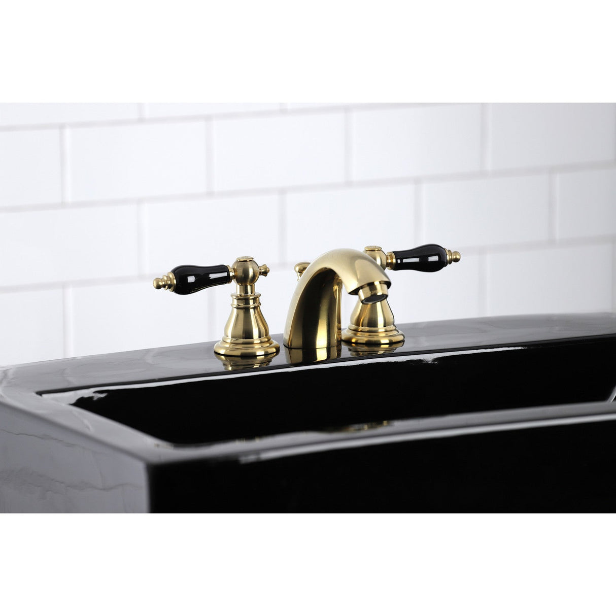 Duchess KB957AKLSB Two-Handle 3-Hole Deck Mount Mini-Widespread Bathroom Faucet with Plastic Pop-Up, Brushed Brass