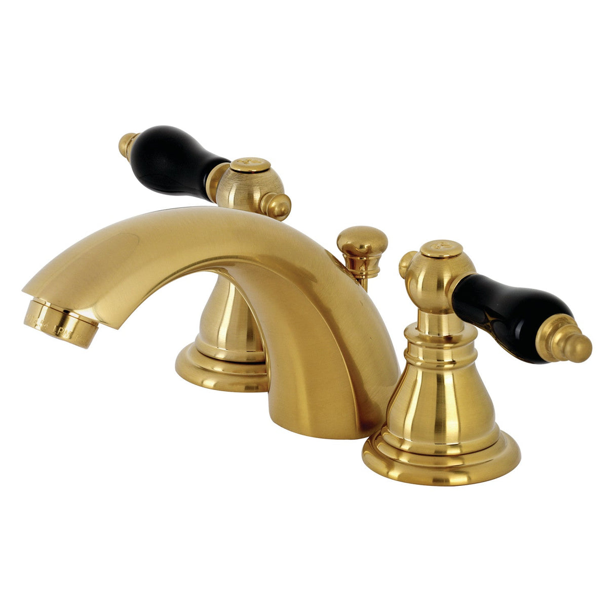 Duchess KB957AKLSB Two-Handle 3-Hole Deck Mount Mini-Widespread Bathroom Faucet with Plastic Pop-Up, Brushed Brass