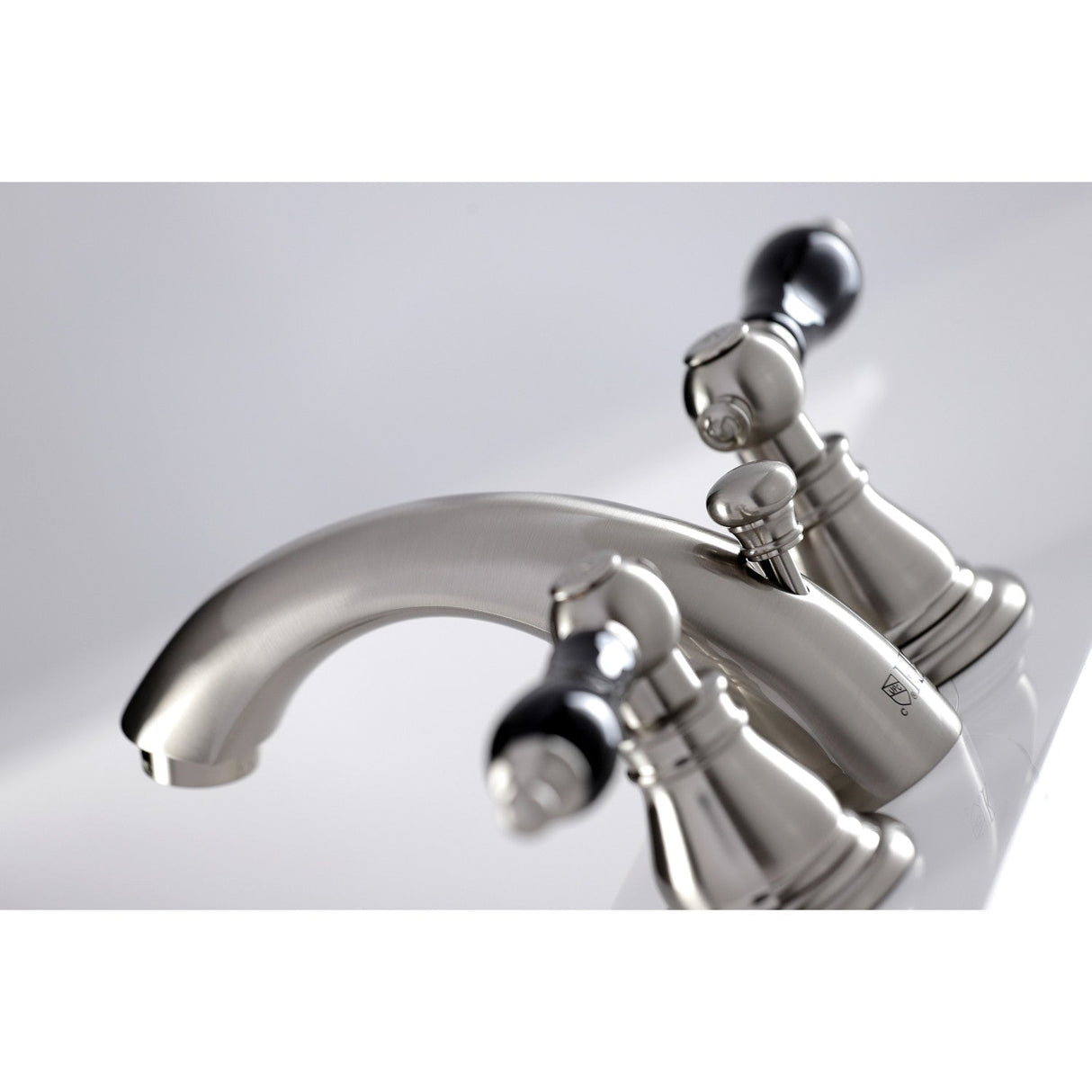 Duchess KB958AKL Two-Handle 3-Hole Deck Mount Mini-Widespread Bathroom Faucet with Plastic Pop-Up, Brushed Nickel