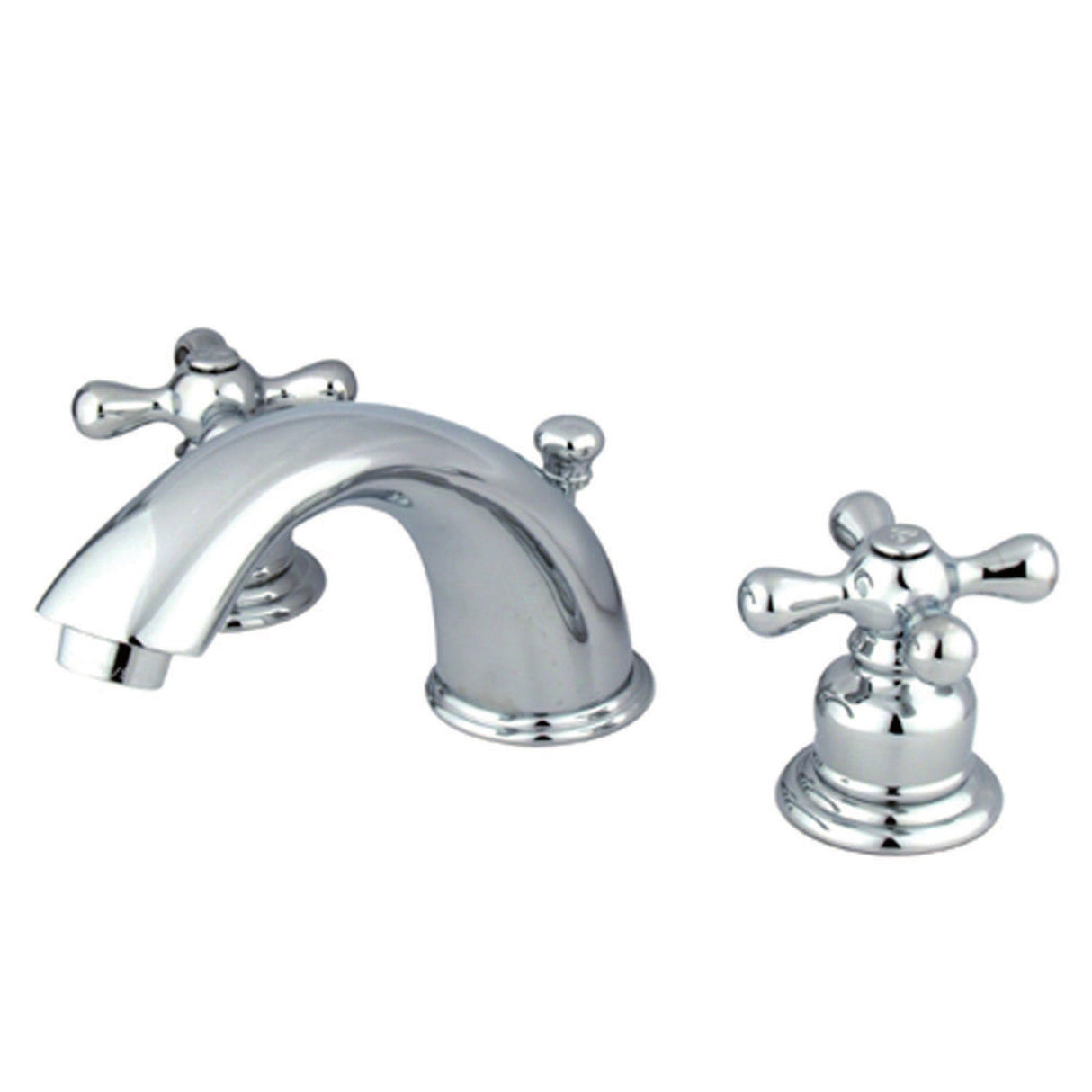 Victorian KB961AX Two-Handle 3-Hole Deck Mount Widespread Bathroom Faucet with Plastic Pop-Up, Polished Chrome