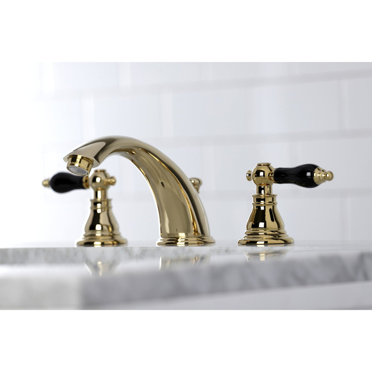 Duchess KB962AKL Two-Handle 3-Hole Deck Mount Widespread Bathroom Faucet with Plastic Pop-Up, Polished Brass