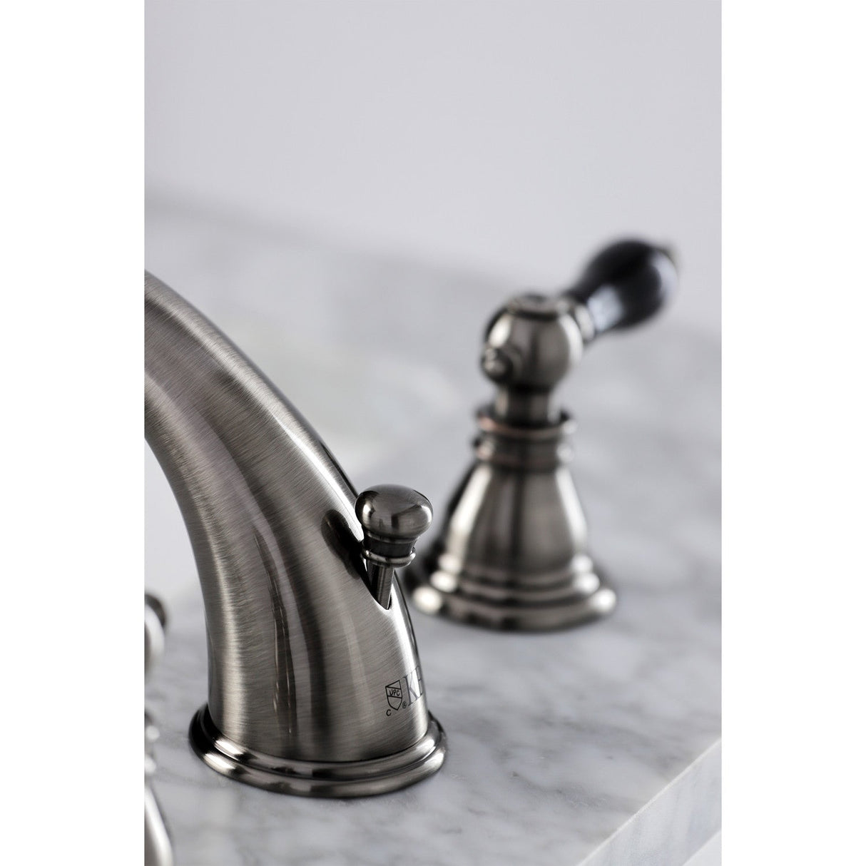 Duchess KB963AKL Two-Handle 3-Hole Deck Mount Widespread Bathroom Faucet with Plastic Pop-Up, Black Stainless