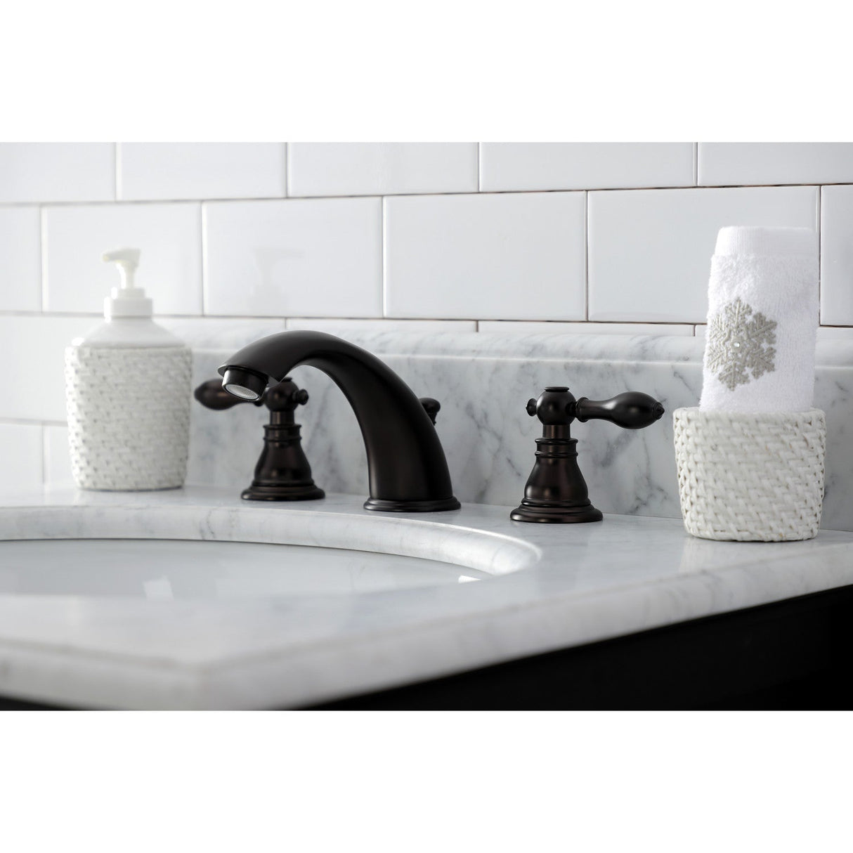 American Classic KB965ACL Two-Handle 3-Hole Deck Mount Widespread Bathroom Faucet with Plastic Pop-Up, Oil Rubbed Bronze