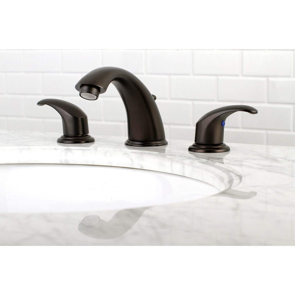 Legacy KB965LL Two-Handle 3-Hole Deck Mount Widespread Bathroom Faucet with Plastic Pop-Up, Oil Rubbed Bronze