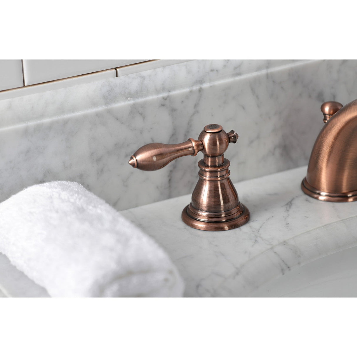 American Classic KB966ACL Two-Handle 3-Hole Deck Mount Widespread Bathroom Faucet with Plastic Pop-Up, Antique Copper