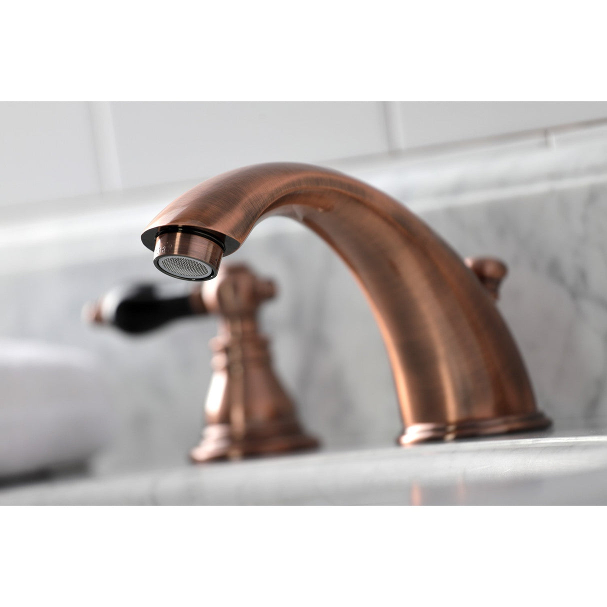 Duchess KB966AKL Two-Handle 3-Hole Deck Mount Widespread Bathroom Faucet with Plastic Pop-Up, Antique Copper
