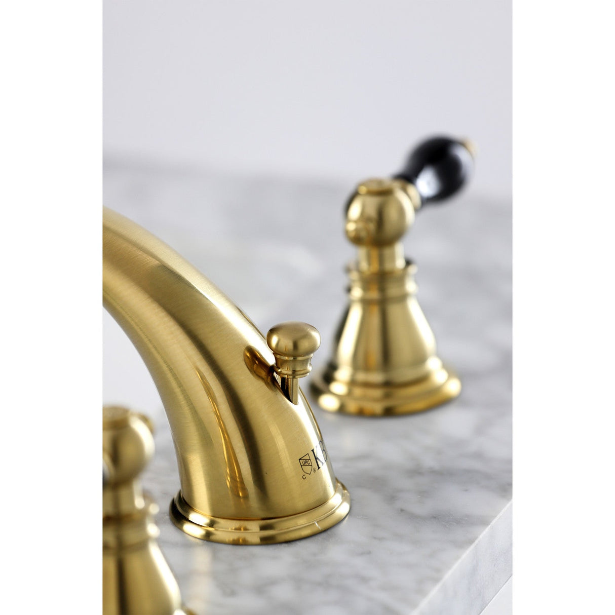 Duchess KB967AKLSB Two-Handle 3-Hole Deck Mount Widespread Bathroom Faucet with Plastic Pop-Up, Brushed Brass