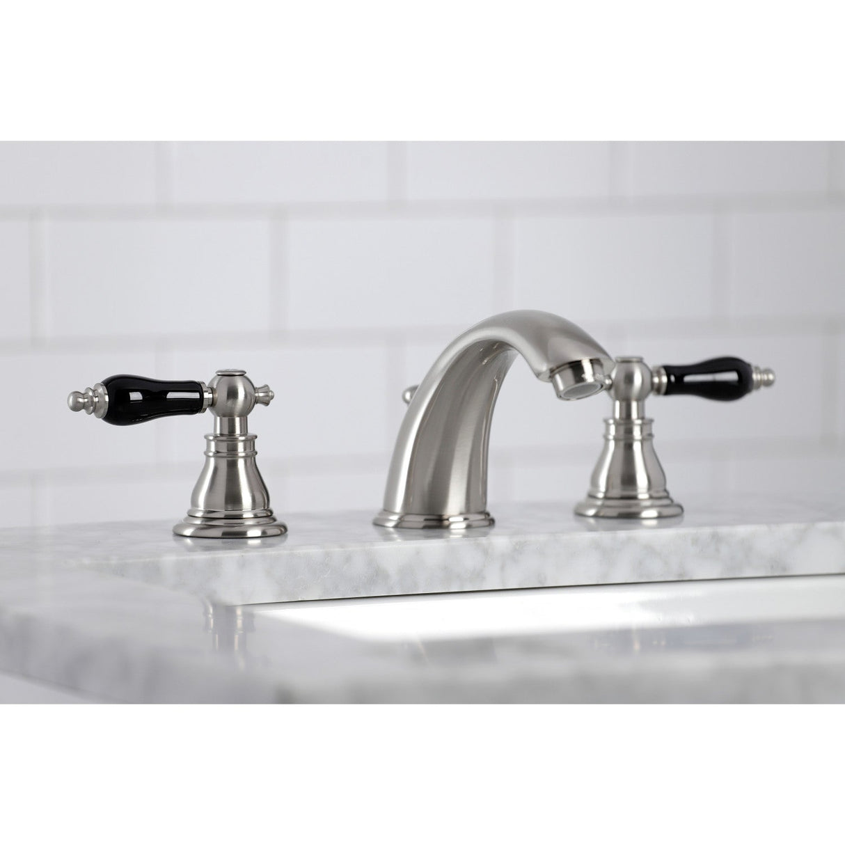 Duchess KB968AKL Two-Handle 3-Hole Deck Mount Widespread Bathroom Faucet with Plastic Pop-Up, Brushed Nickel
