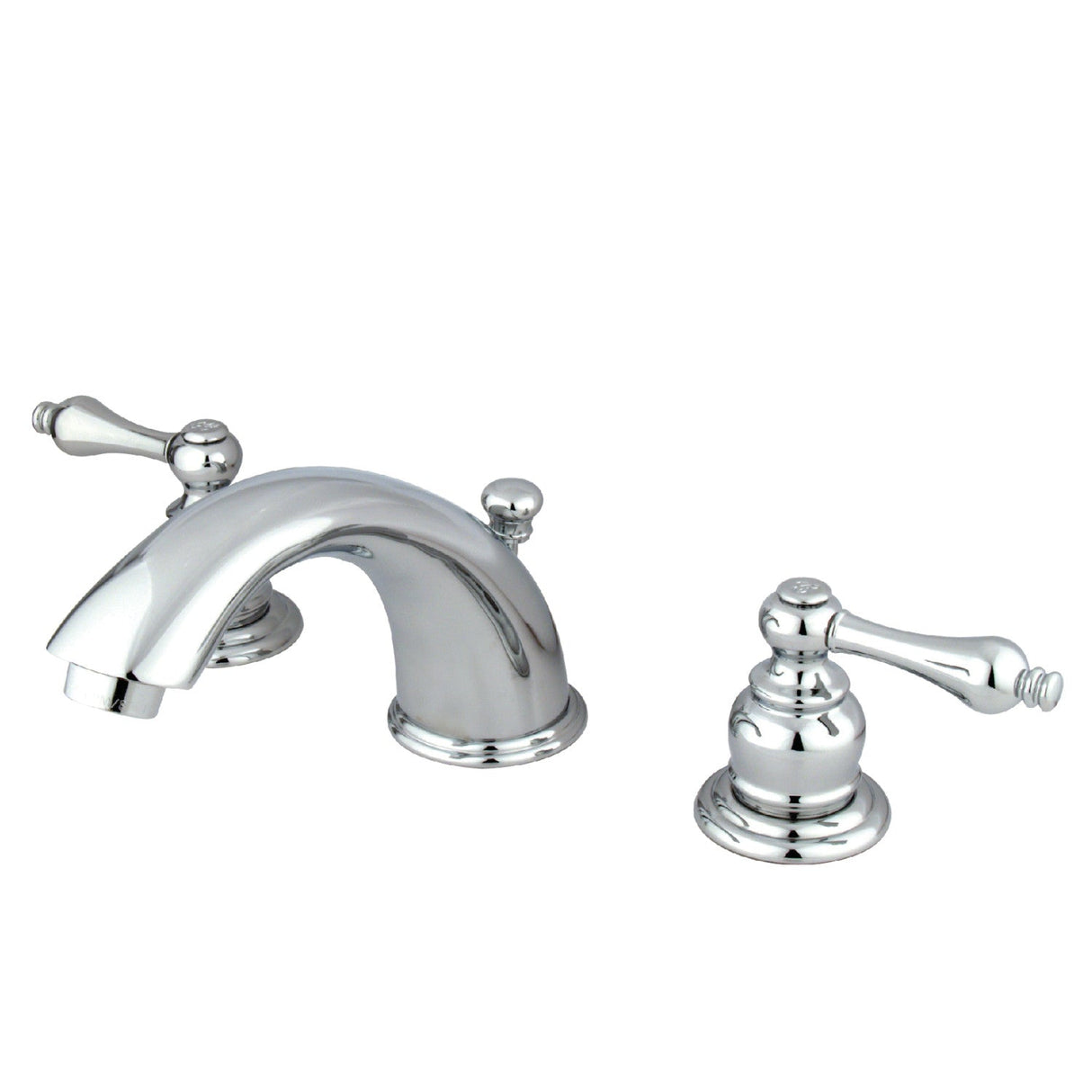 Victorian KB971AL Two-Handle 3-Hole Deck Mount Widespread Bathroom Faucet with Plastic Pop-Up, Polished Chrome