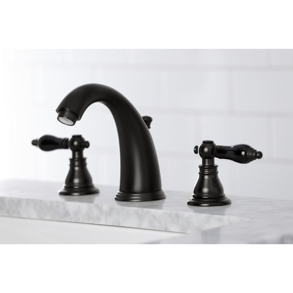 Duchess KB980AKL Two-Handle 3-Hole Deck Mount Widespread Bathroom Faucet with Plastic Pop-Up, Matte Black