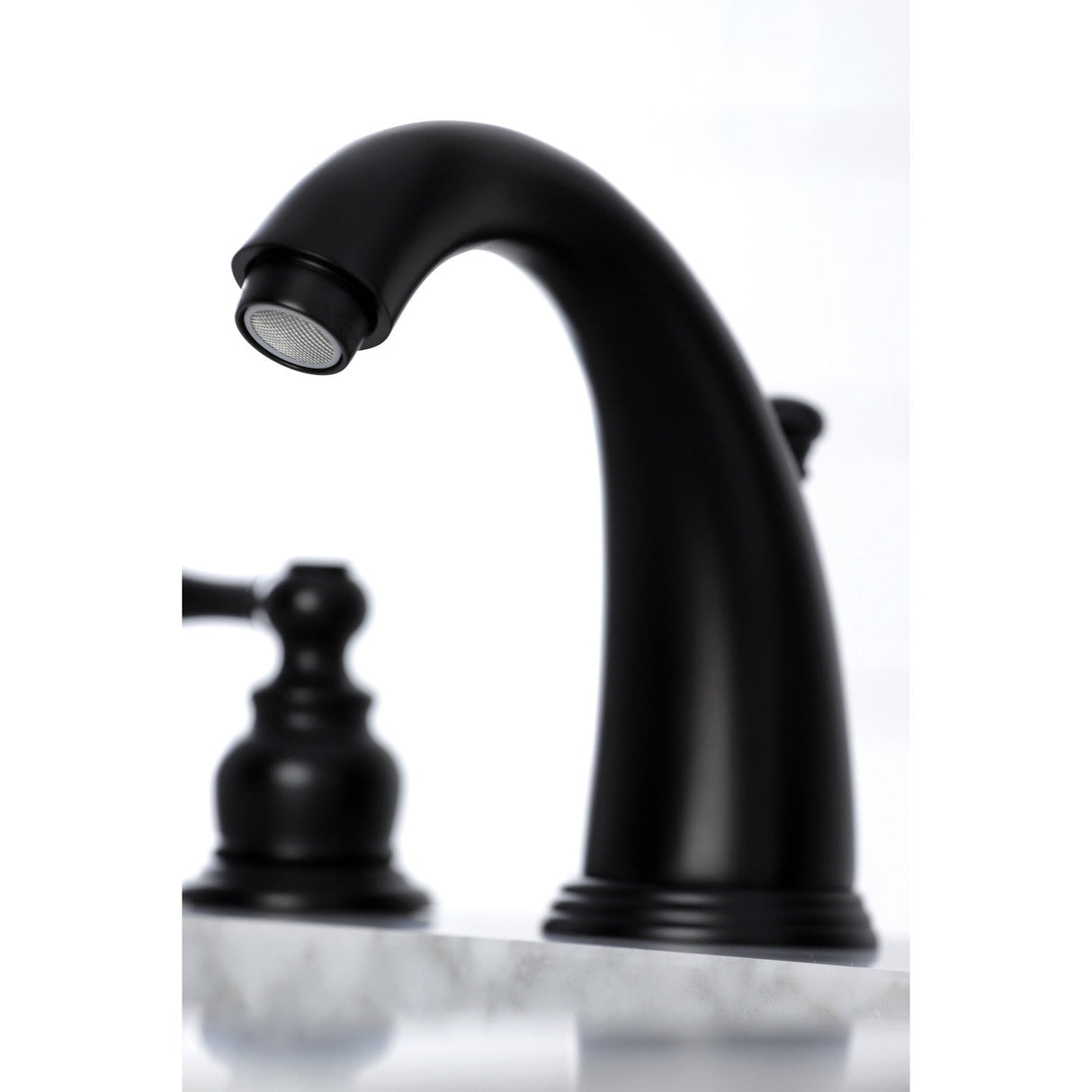 Victorian KB980AL Two-Handle 3-Hole Deck Mount Widespread Bathroom Faucet with Plastic Pop-Up, Matte Black