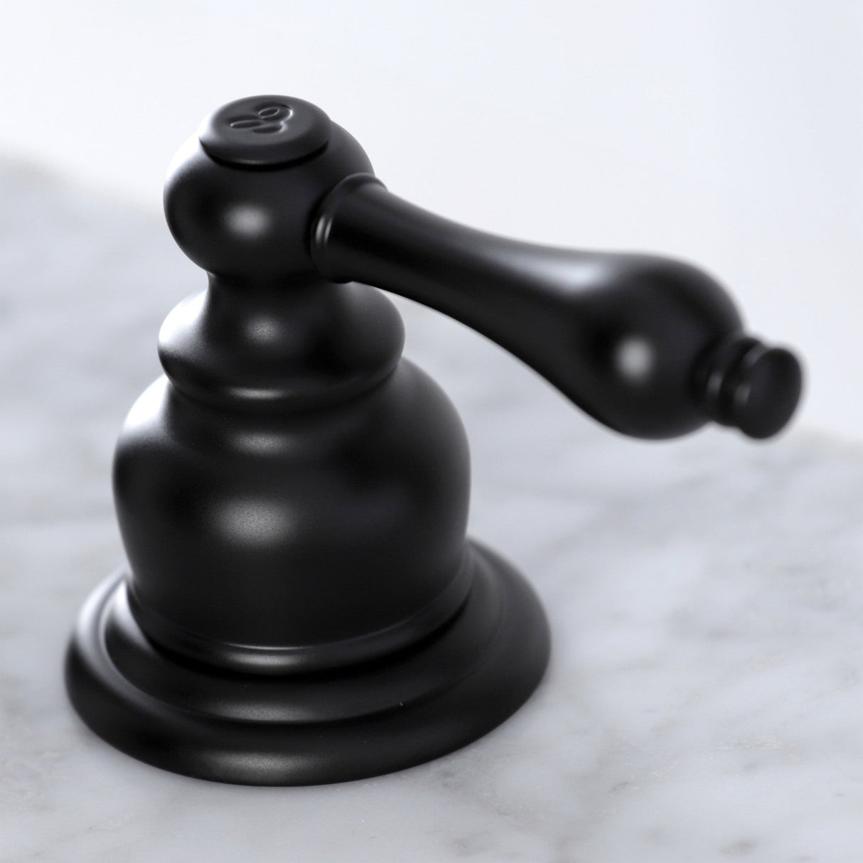 Victorian KB980AL Two-Handle 3-Hole Deck Mount Widespread Bathroom Faucet with Plastic Pop-Up, Matte Black