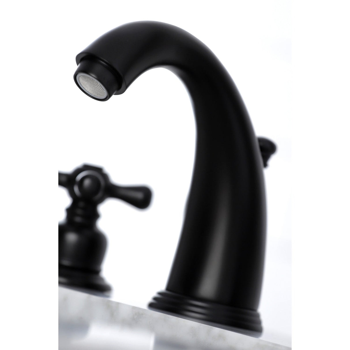 Victorian KB980AX Two-Handle 3-Hole Deck Mount Widespread Bathroom Faucet with Plastic Pop-Up, Matte Black