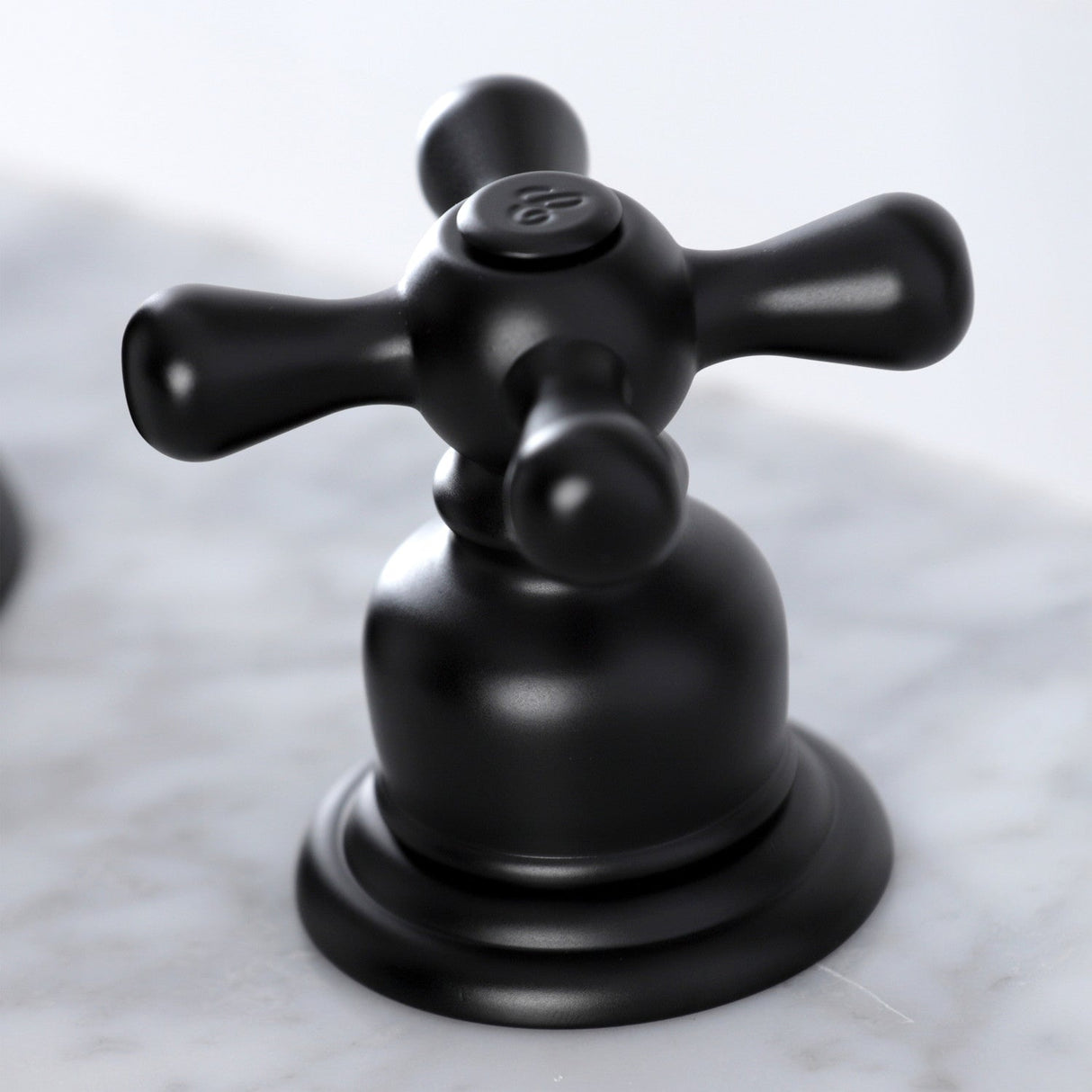 Victorian KB980AX Two-Handle 3-Hole Deck Mount Widespread Bathroom Faucet with Plastic Pop-Up, Matte Black