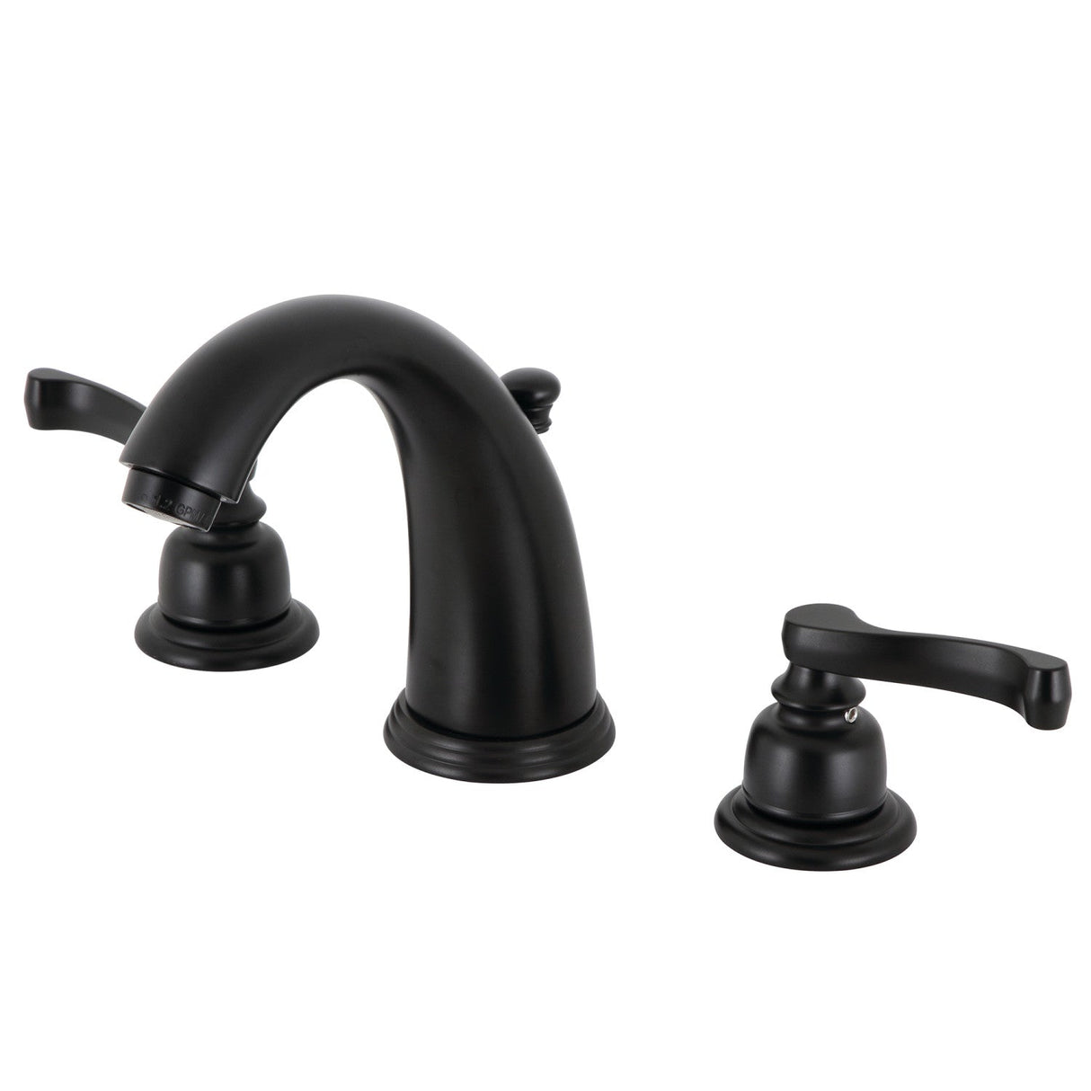 Royale KB980FL Two-Handle 3-Hole Deck Mount Widespread Bathroom Faucet with Plastic Pop-Up, Matte Black