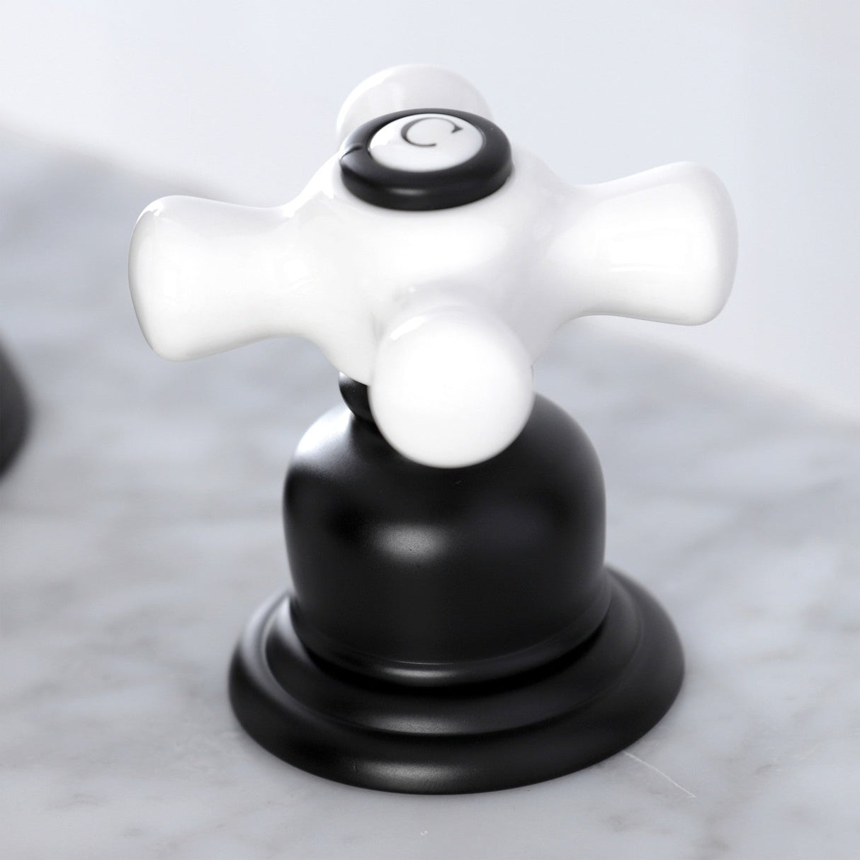 Victorian KB980PX Two-Handle 3-Hole Deck Mount Widespread Bathroom Faucet with Plastic Pop-Up, Matte Black