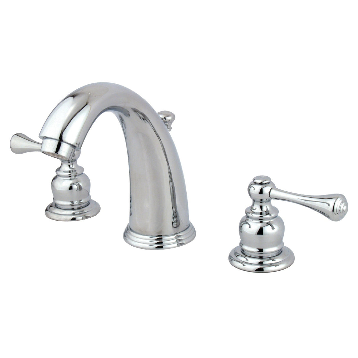 Victorian KB981BL Two-Handle 3-Hole Deck Mount Widespread Bathroom Faucet with Plastic Pop-Up, Polished Chrome
