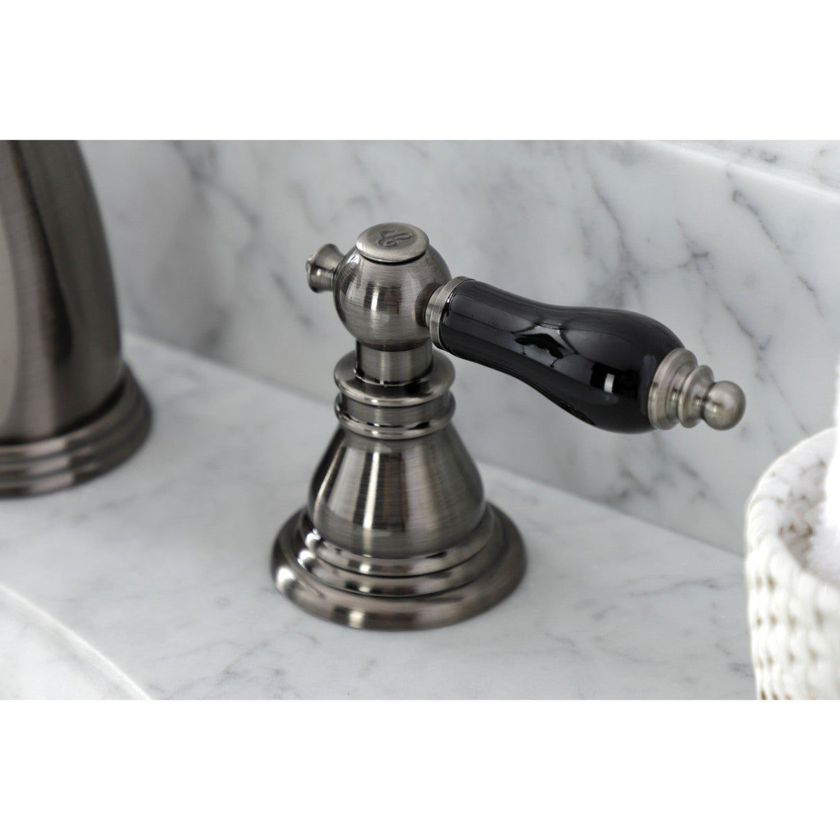 Duchess KB983AKL Two-Handle 3-Hole Deck Mount Widespread Bathroom Faucet with Plastic Pop-Up, Black Stainless