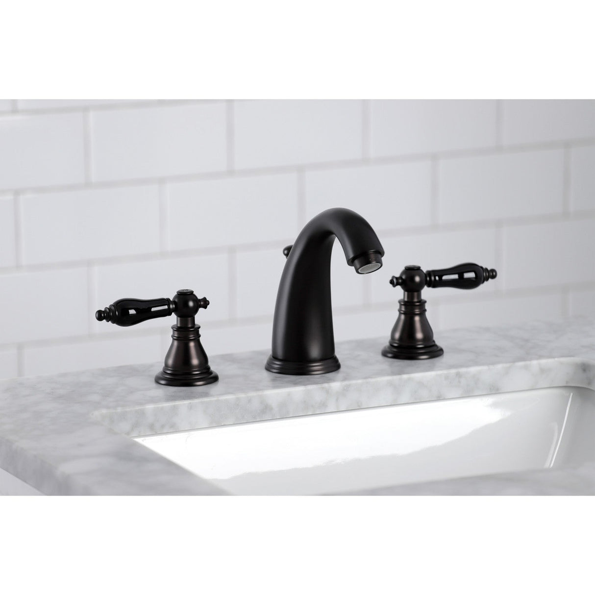 Duchess KB985AKL Two-Handle 3-Hole Deck Mount Widespread Bathroom Faucet with Plastic Pop-Up, Oil Rubbed Bronze