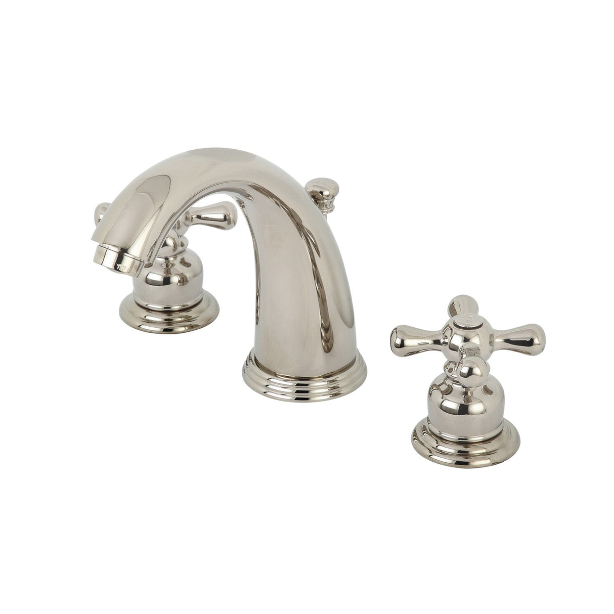 Victorian KB986AXPN Two-Handle 3-Hole Deck Mount Widespread Bathroom Faucet with Plastic Pop-Up, Polished Nickel