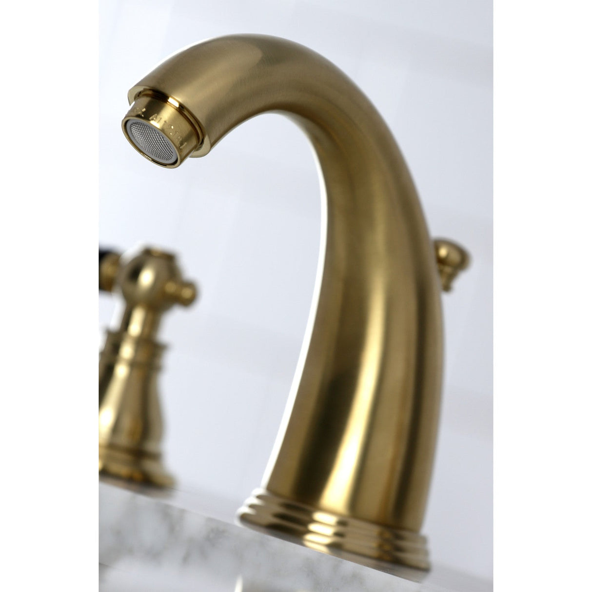 Duchess KB987AKLSB Two-Handle 3-Hole Deck Mount Widespread Bathroom Faucet with Plastic Pop-Up, Brushed Brass