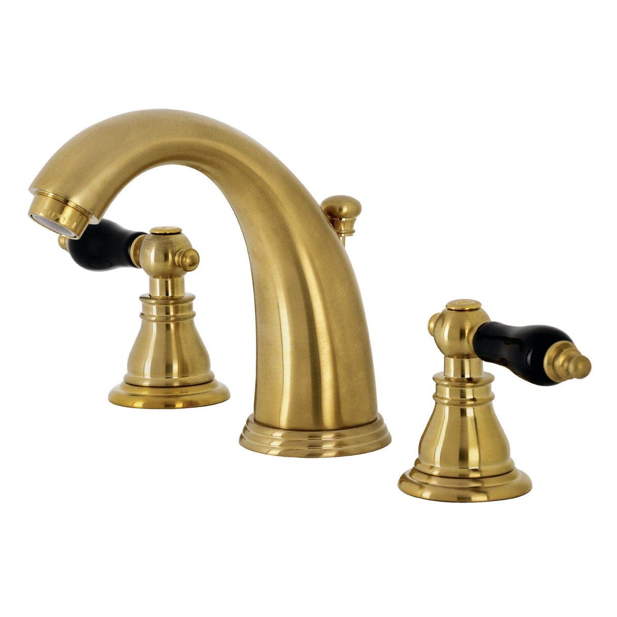 Duchess KB987AKLSB Two-Handle 3-Hole Deck Mount Widespread Bathroom Faucet with Plastic Pop-Up, Brushed Brass