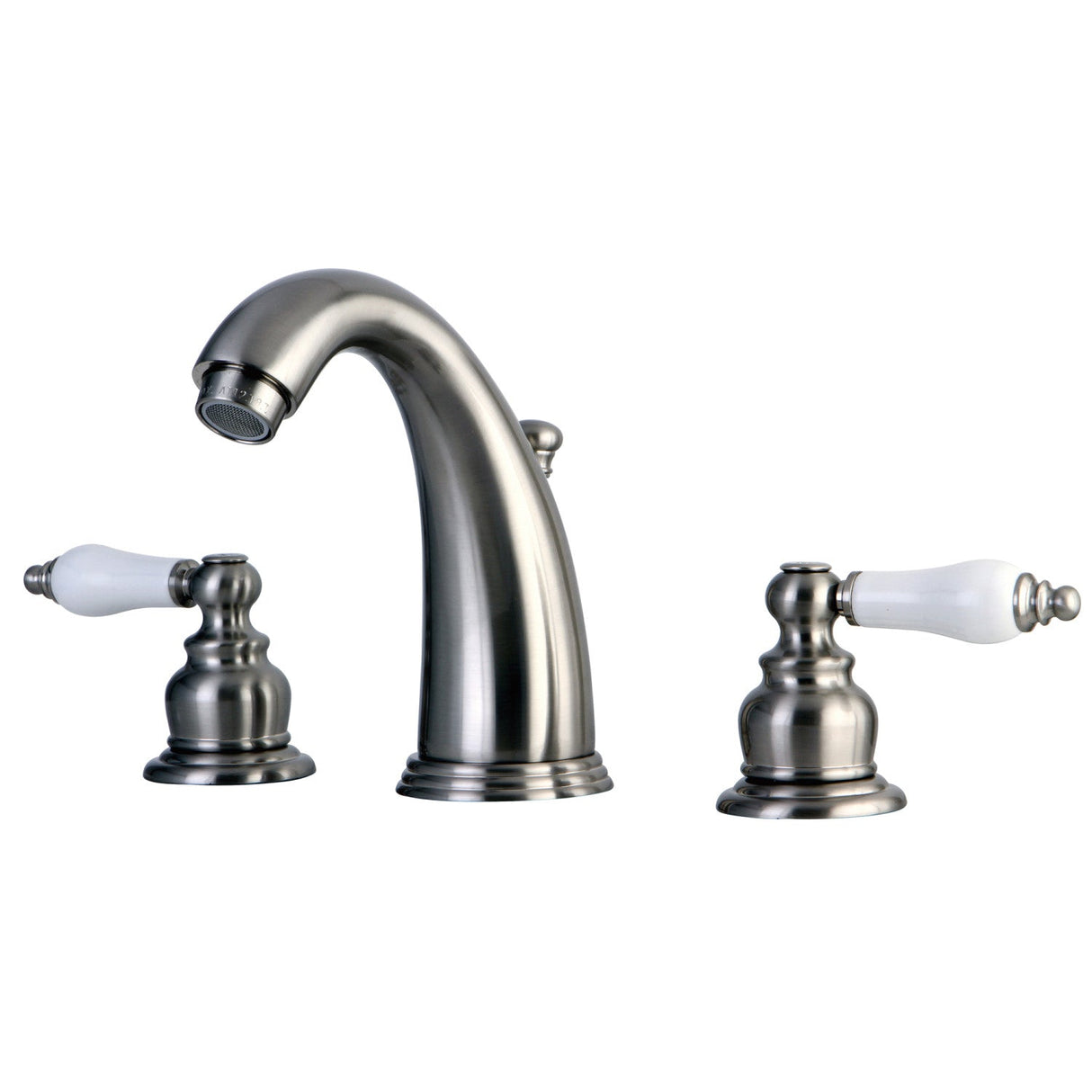 Victorian KB988PL Two-Handle 3-Hole Deck Mount Widespread Bathroom Faucet with Plastic Pop-Up, Brushed Nickel