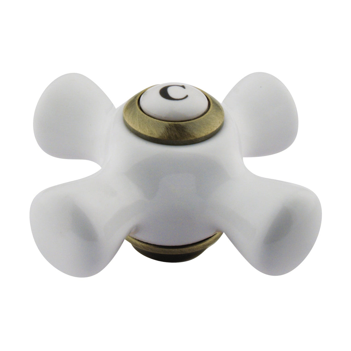 KBH1603PXC Cold Porcelain Cross Handle, Antique Brass