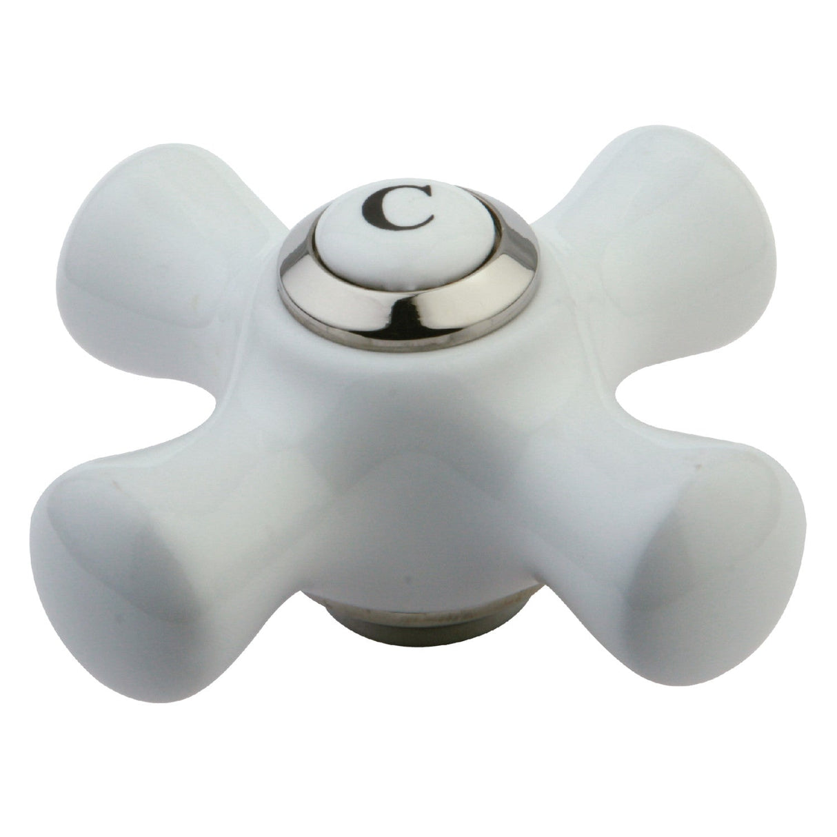 KBH1606PXC Cold Porcelain Cross Handle, Polished Nickel