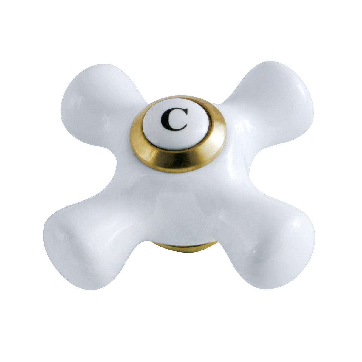 KBH1607PXC Cold Porcelain Cross Handle, Brushed Brass