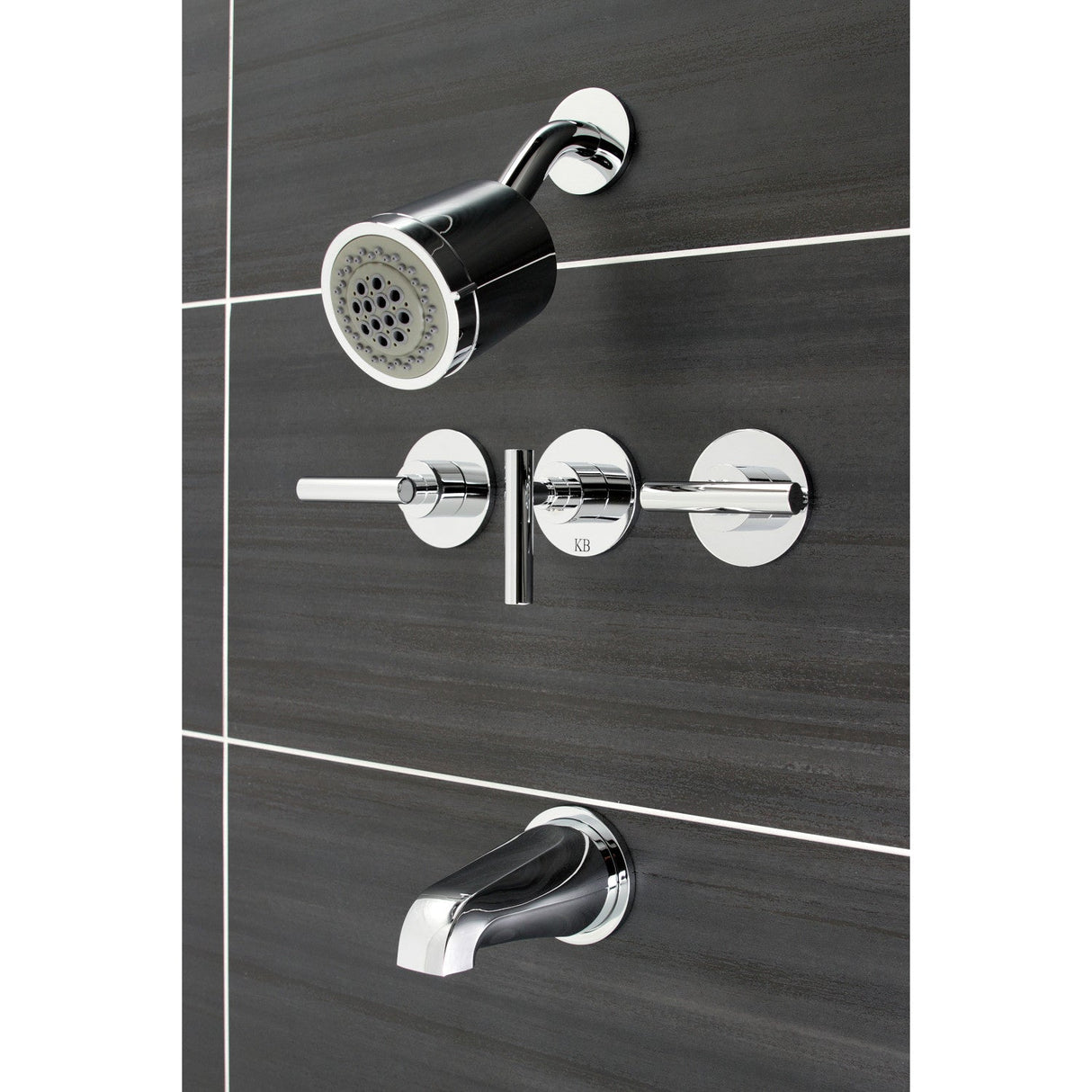 Manhattan KBX8131CML Three-Handle 5-Hole Wall Mount Tub and Shower Faucet, Polished Chrome