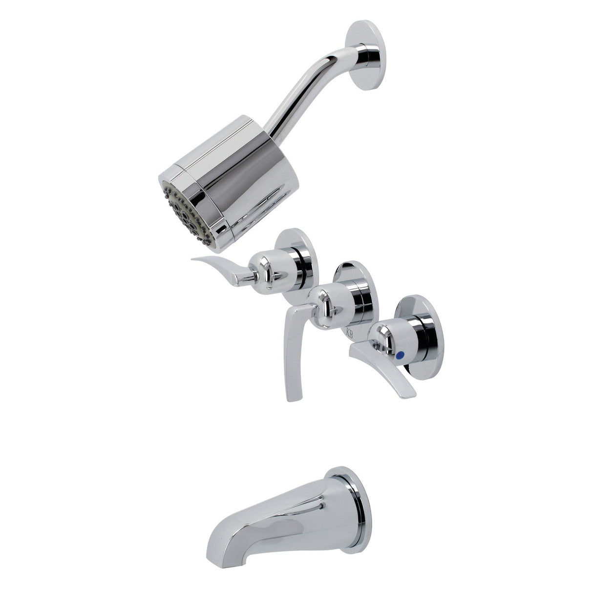 Centurion KBX8131EFL Three-Handle 5-Hole Wall Mount Tub and Shower Faucet, Polished Chrome