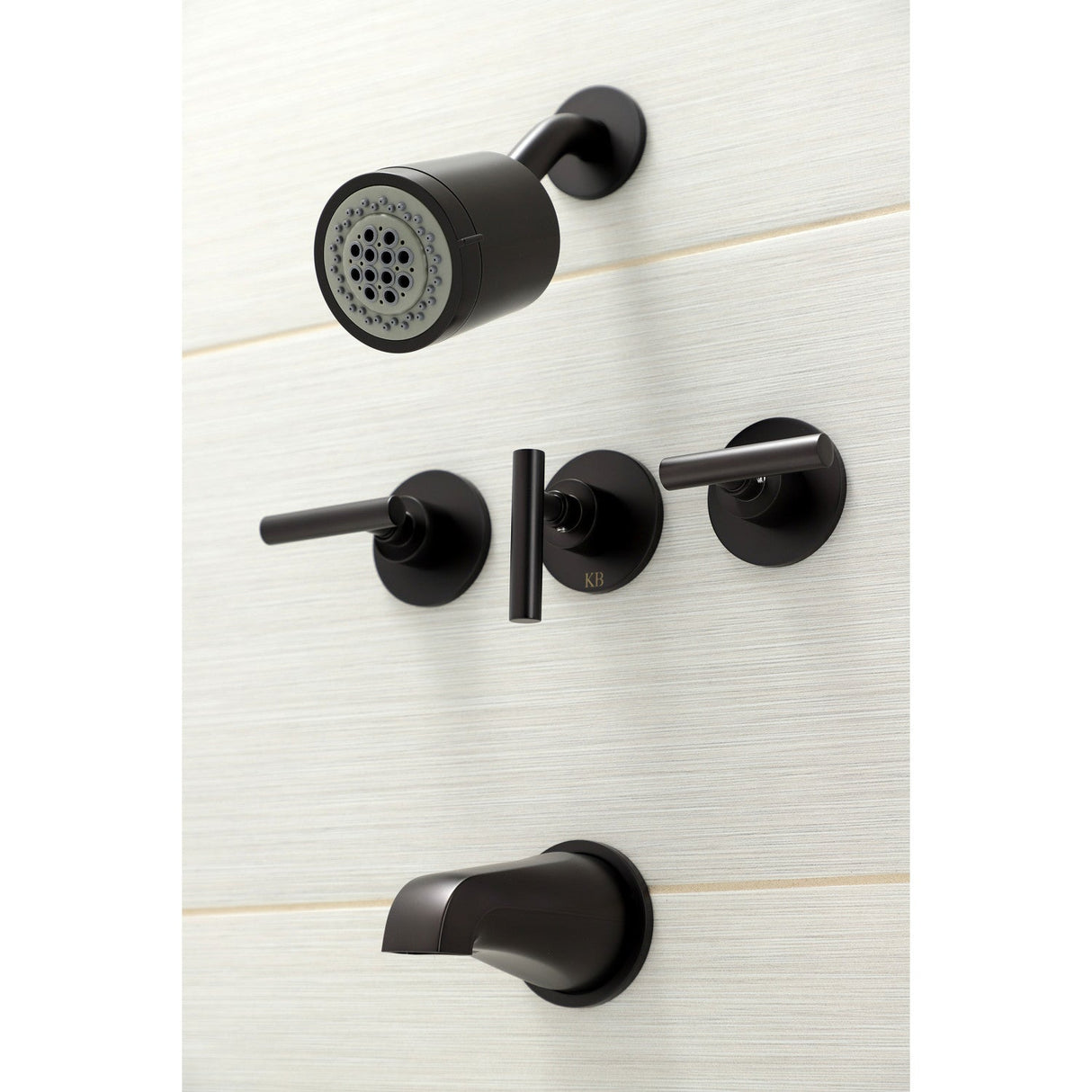 Manhattan KBX8135CML Three-Handle 5-Hole Wall Mount Tub and Shower Faucet, Oil Rubbed Bronze