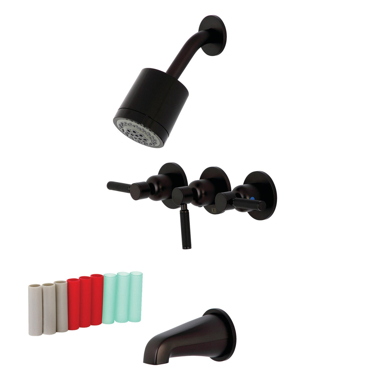 Kaiser KBX8135DKL Three-Handle 5-Hole Wall Mount Tub and Shower Faucet, Oil Rubbed Bronze