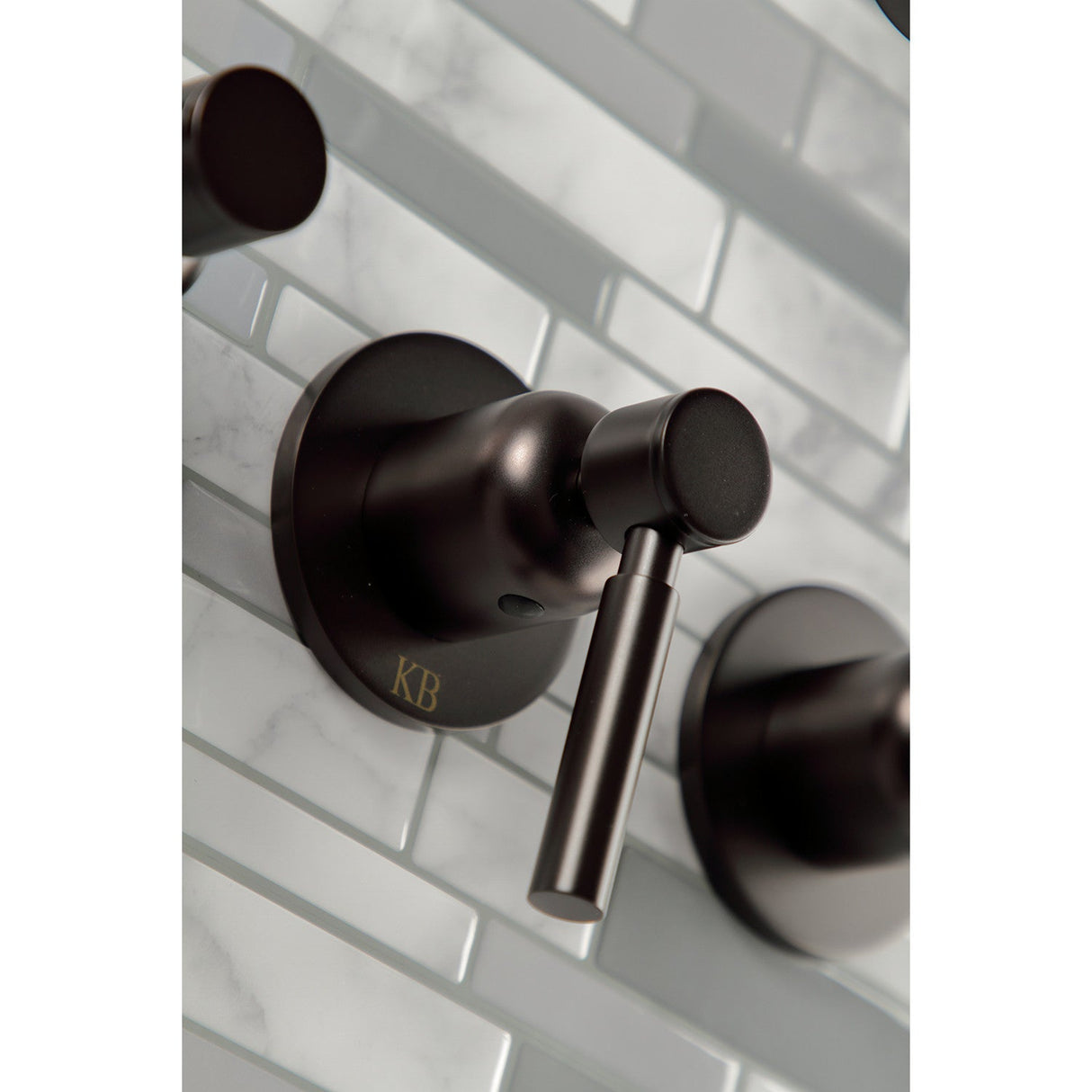 Concord KBX8135DL Three-Handle 5-Hole Wall Mount Tub and Shower Faucet, Oil Rubbed Bronze