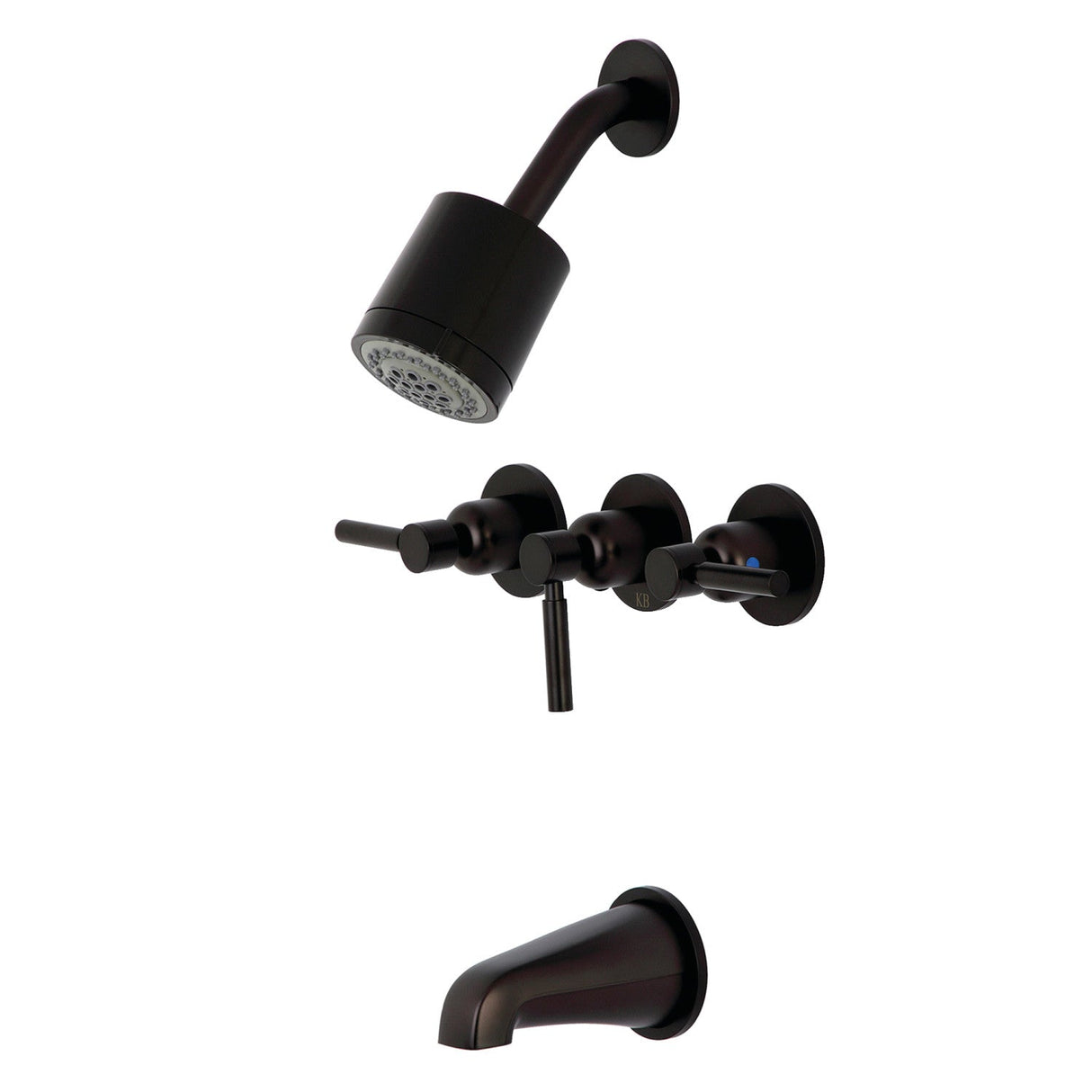 Concord KBX8135DL Three-Handle 5-Hole Wall Mount Tub and Shower Faucet, Oil Rubbed Bronze