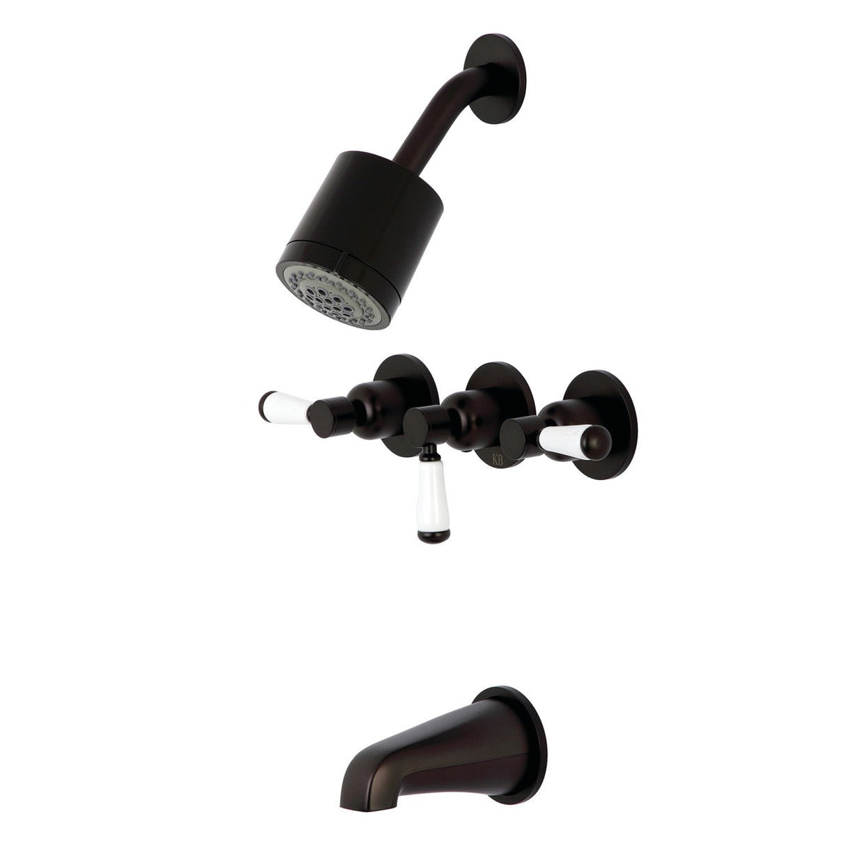 Paris KBX8135DPL Three-Handle 5-Hole Wall Mount Tub and Shower Faucet, Oil Rubbed Bronze
