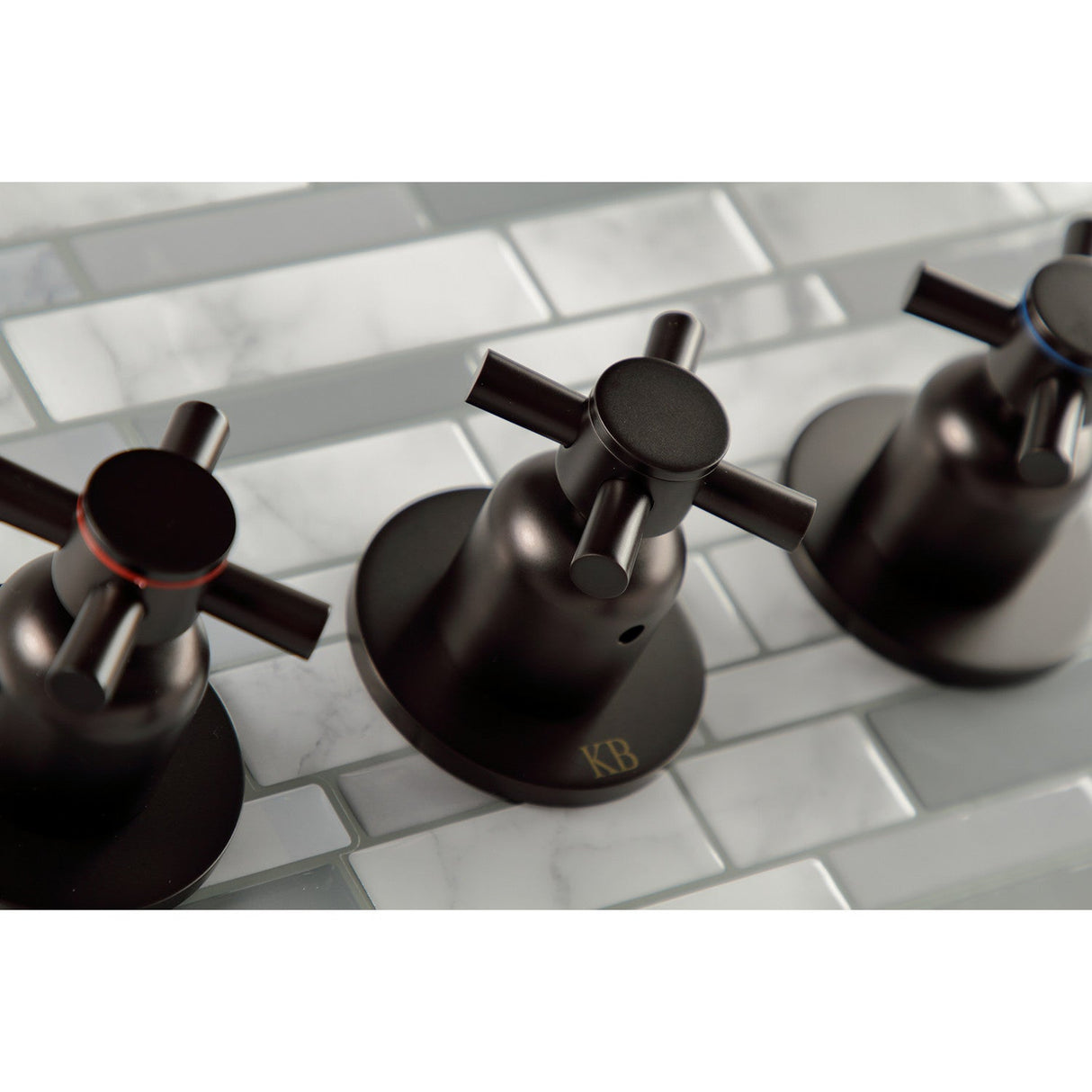 Concord KBX8135DX Three-Handle 5-Hole Wall Mount Tub and Shower Faucet, Oil Rubbed Bronze