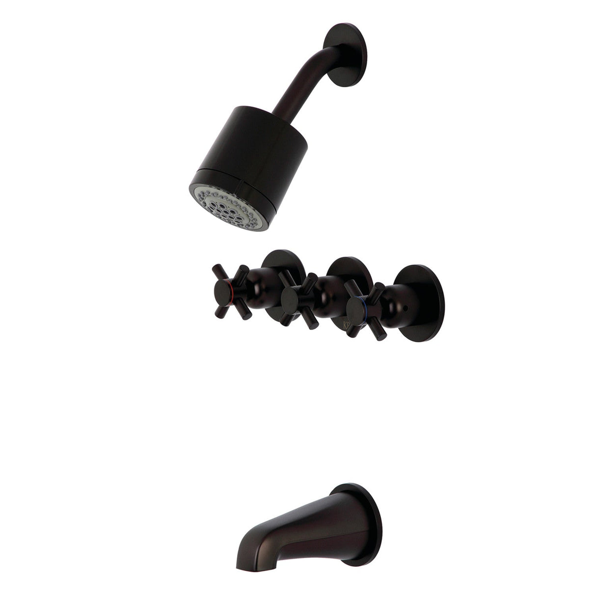 Concord KBX8135DX Three-Handle 5-Hole Wall Mount Tub and Shower Faucet, Oil Rubbed Bronze