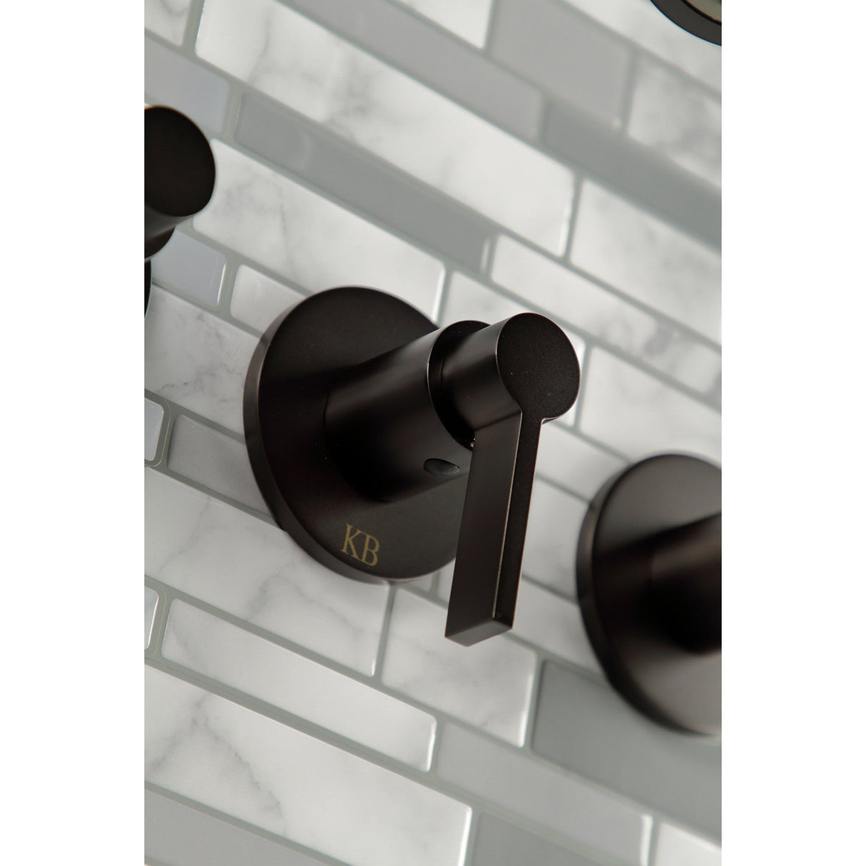 NuvoFusion KBX8135NDL Three-Handle 5-Hole Wall Mount Tub and Shower Faucet, Oil Rubbed Bronze