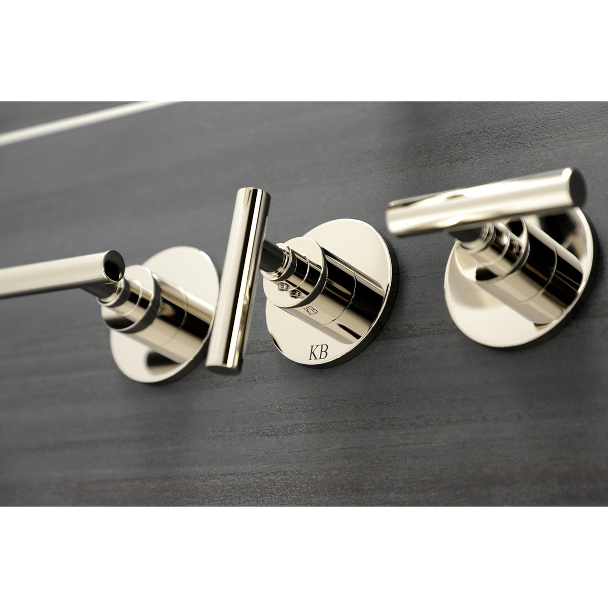 Manhattan KBX8136CML Three-Handle 5-Hole Wall Mount Tub and Shower Faucet, Polished Nickel