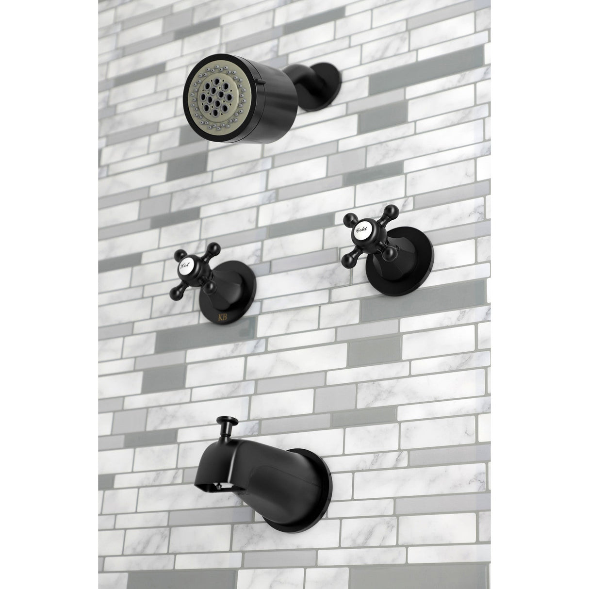 Metropolitan KBX8140BX Two-Handle 4-Hole Wall Mount Tub and Shower Faucet, Matte Black