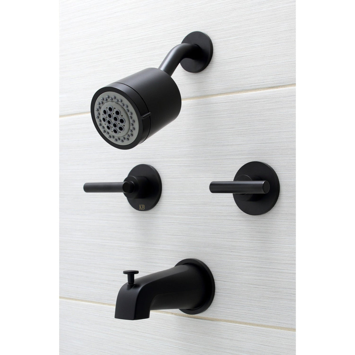 Manhattan KBX8140CML Two-Handle 4-Hole Wall Mount Tub and Shower Faucet, Matte Black