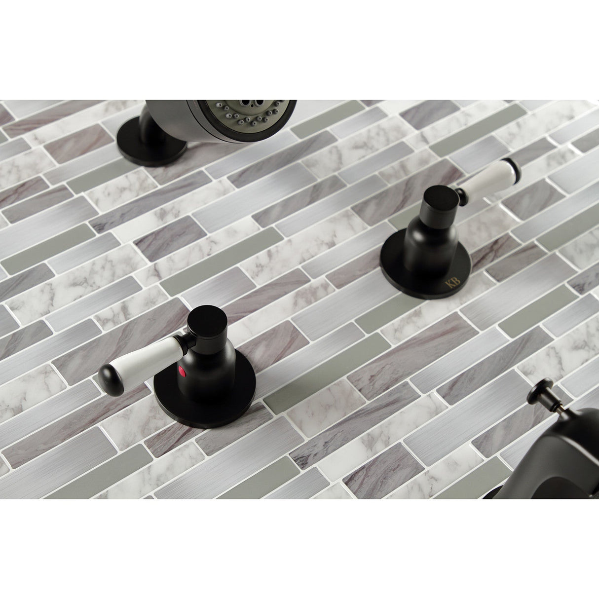 Paris KBX8140DPL Two-Handle 4-Hole Wall Mount Tub and Shower Faucet, Matte Black