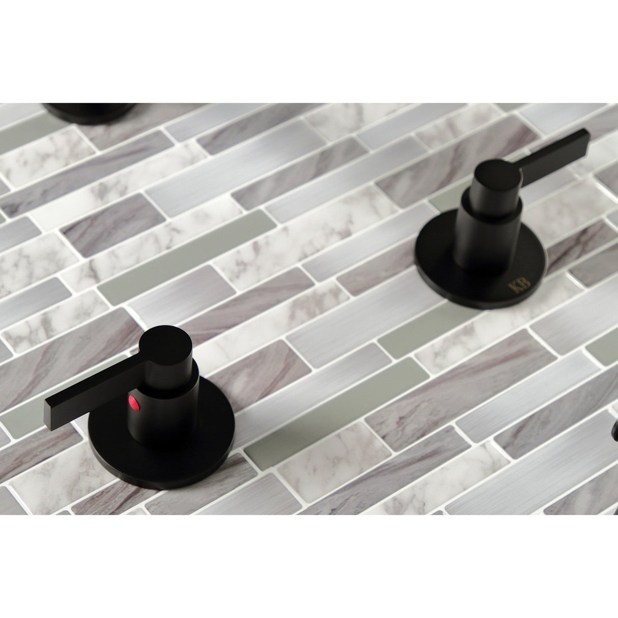 NuvoFusion KBX8140NDL Two-Handle 4-Hole Wall Mount Tub and Shower Faucet, Matte Black