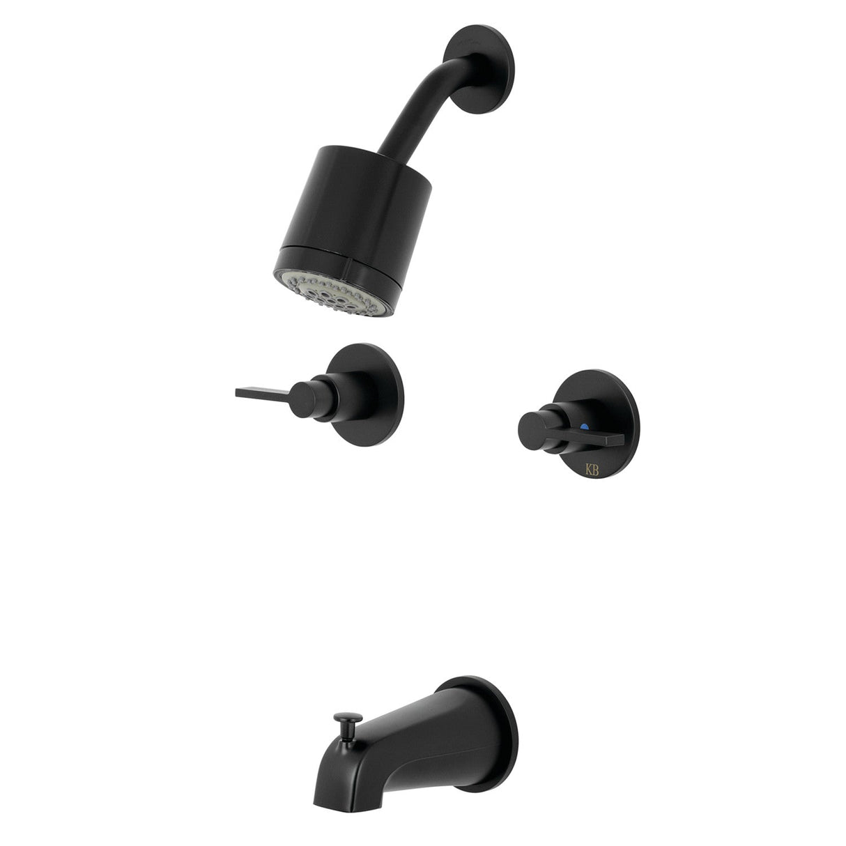 NuvoFusion KBX8140NDL Two-Handle 4-Hole Wall Mount Tub and Shower Faucet, Matte Black